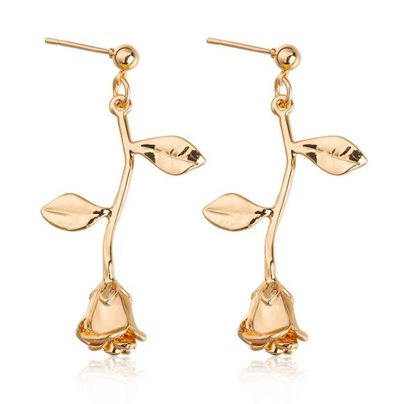 Jewelry - NEW Beautiful GOLDEN ROSE Drop Stud Earrings - Elegant! Classy! Stylish BRIDAL